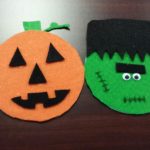 Felt pumpkin and felt frankenstein face