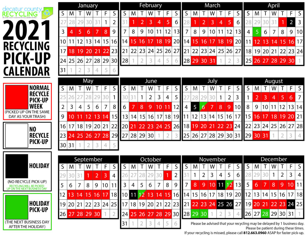 Curbside Holiday Schedule Decatur County Solid Waste Management